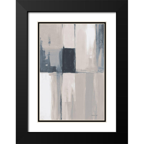 Overlay II Blue Black Modern Wood Framed Art Print with Double Matting by Nai, Danhui