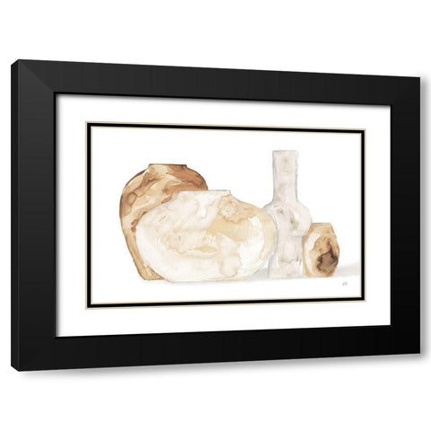 Neutral Vases I Shadow Black Modern Wood Framed Art Print with Double Matting by Paschke, Chris