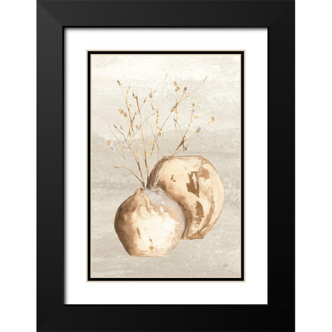 Neutral Vase Branch Black Modern Wood Framed Art Print with Double Matting by Paschke, Chris