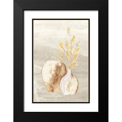 Neutral Vase Bunny Tail Black Modern Wood Framed Art Print with Double Matting by Paschke, Chris