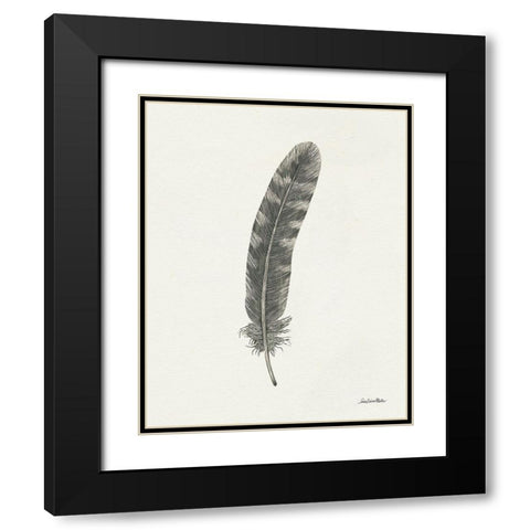 Springtime Feather I Black Modern Wood Framed Art Print with Double Matting by Miller, Sara Zieve
