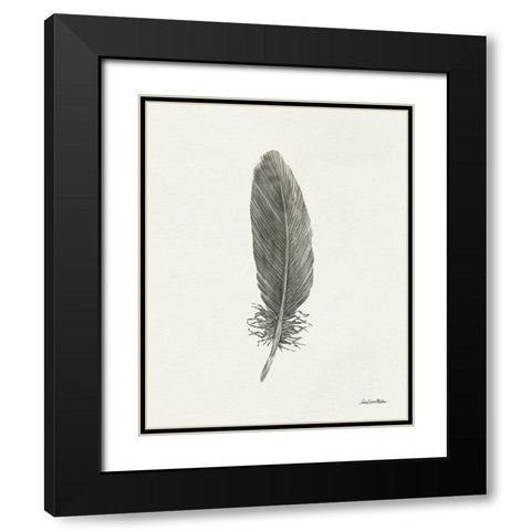 Springtime Feather II Black Modern Wood Framed Art Print with Double Matting by Miller, Sara Zieve
