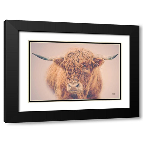 Highland in the Winter Fog Black Modern Wood Framed Art Print with Double Matting by Larson, Nathan