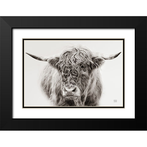 Highland in the Winter Fog BW Black Modern Wood Framed Art Print with Double Matting by Larson, Nathan