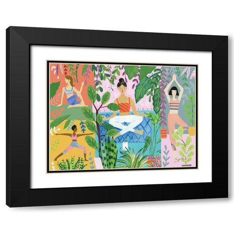 Yoga with Plants I Black Modern Wood Framed Art Print with Double Matting by Zaman, Farida