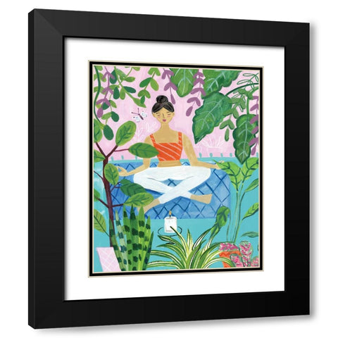 Yoga with Plants II Black Modern Wood Framed Art Print with Double Matting by Zaman, Farida