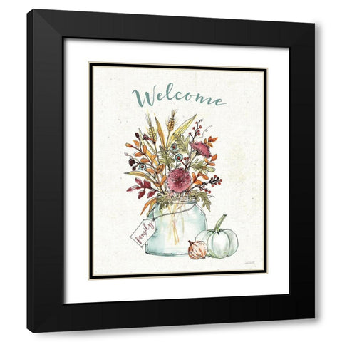 Festive Foliage III Welcome Black Modern Wood Framed Art Print with Double Matting by Tavoletti, Anne
