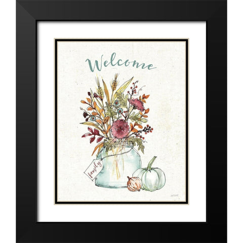 Festive Foliage III Welcome Black Modern Wood Framed Art Print with Double Matting by Tavoletti, Anne