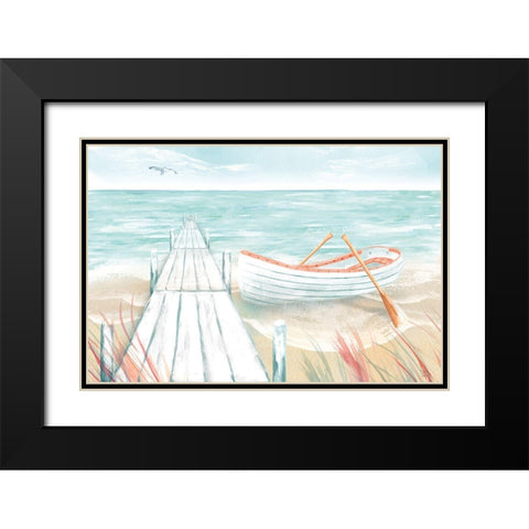 Ocean Breeze II Black Modern Wood Framed Art Print with Double Matting by June, Dina