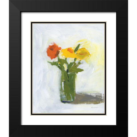 Orange and Yellow Floral Black Modern Wood Framed Art Print with Double Matting by Munger, Pamela