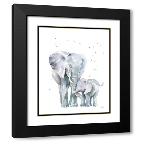 Mama Elephant Black Modern Wood Framed Art Print with Double Matting by Pete, Katrina