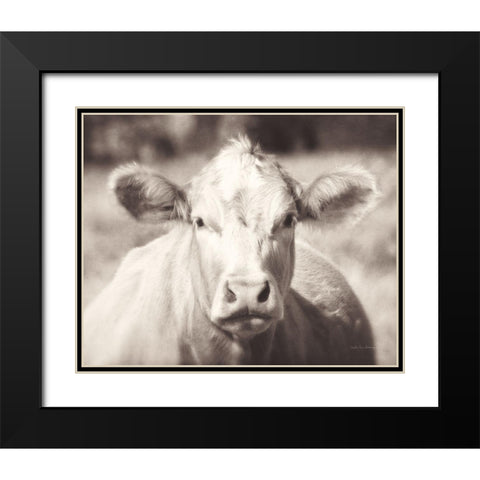 Pasture Cow Neutral Black Modern Wood Framed Art Print with Double Matting by Van Swearingen, Debra