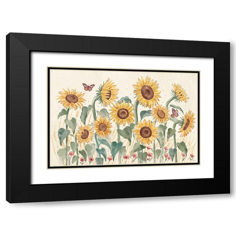 Sunflower Season I Bright Black Modern Wood Framed Art Print with Double Matting by Penner, Janelle
