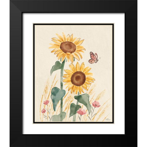 Sunflower Season VIII Bright Black Modern Wood Framed Art Print with Double Matting by Penner, Janelle