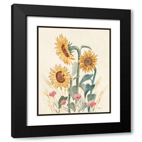 Sunflower Season IX Bright Black Modern Wood Framed Art Print with Double Matting by Penner, Janelle