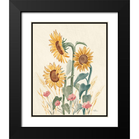 Sunflower Season IX Bright Black Modern Wood Framed Art Print with Double Matting by Penner, Janelle