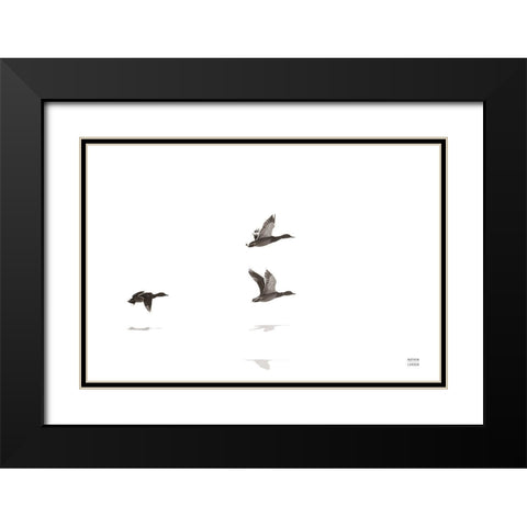 Three Departing Black Modern Wood Framed Art Print with Double Matting by Larson, Nathan