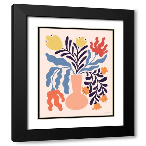 Mid Mod Floral I Black Modern Wood Framed Art Print with Double Matting by Penner, Janelle