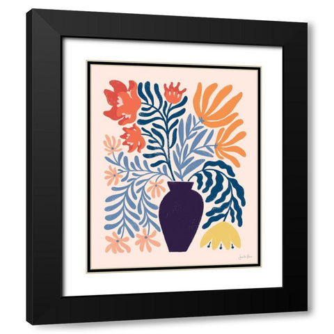 Mid Mod Floral II Black Modern Wood Framed Art Print with Double Matting by Penner, Janelle