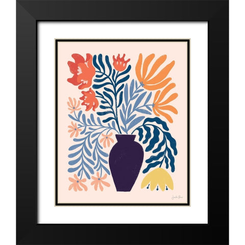 Mid Mod Floral II Black Modern Wood Framed Art Print with Double Matting by Penner, Janelle