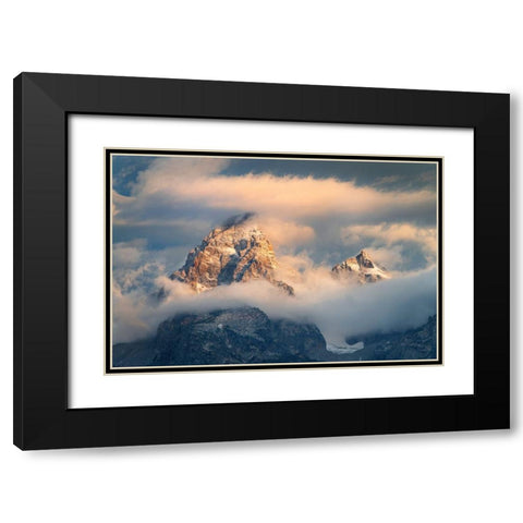 Grand Teton Clouds Color Black Modern Wood Framed Art Print with Double Matting by Majchrowicz, Alan