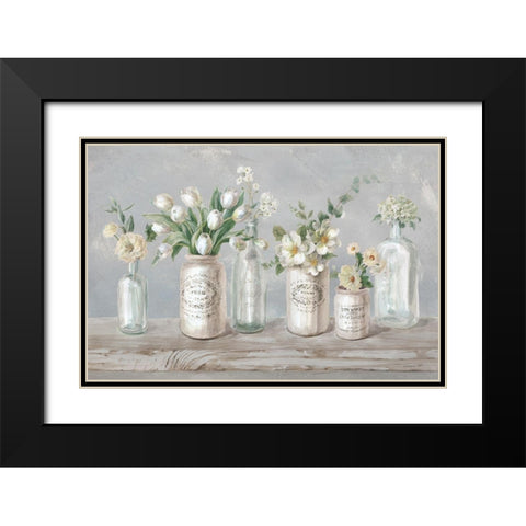 Marmalade Flowers I Neutral Black Modern Wood Framed Art Print with Double Matting by Nai, Danhui