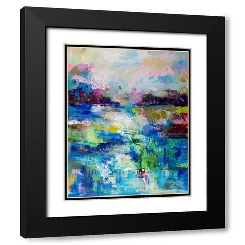 Abstract Evening Black Modern Wood Framed Art Print with Double Matting by Vertentes, Jeanette