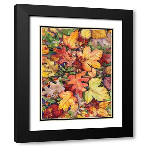 Leaves and Acorns Black Modern Wood Framed Art Print with Double Matting by McKenna, Kathleen Parr
