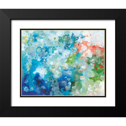 Tidepool Sparkle Black Modern Wood Framed Art Print with Double Matting by Nai, Danhui