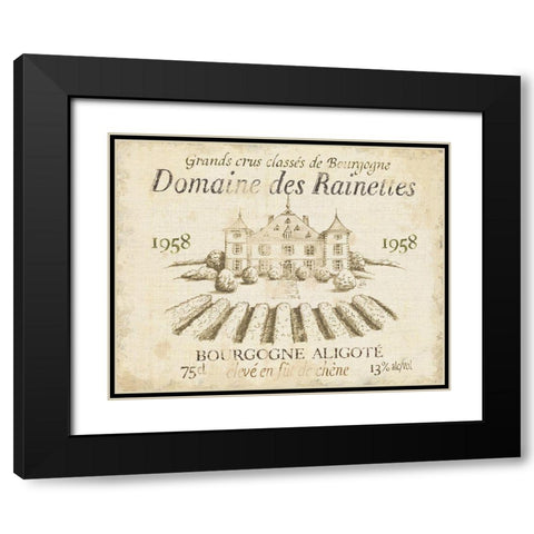 French Wine Label III Cream Black Modern Wood Framed Art Print with Double Matting by Brissonnet, Daphne