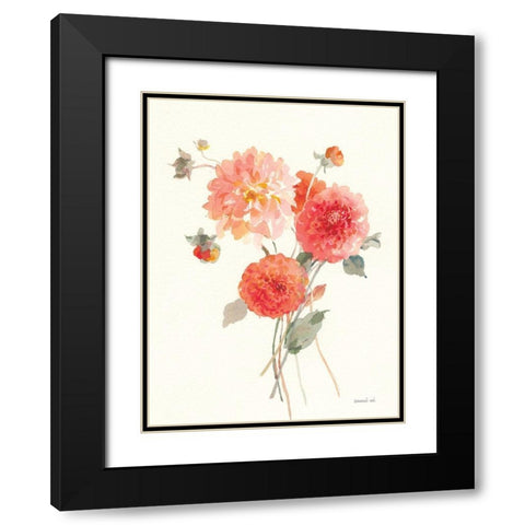 Summer Dahlias II Black Modern Wood Framed Art Print with Double Matting by Nai, Danhui