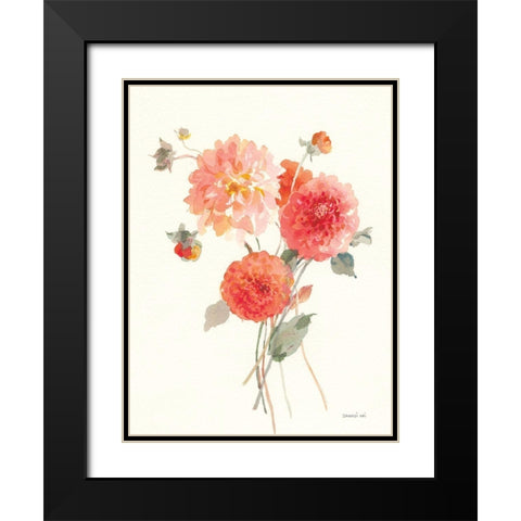 Summer Dahlias II Black Modern Wood Framed Art Print with Double Matting by Nai, Danhui