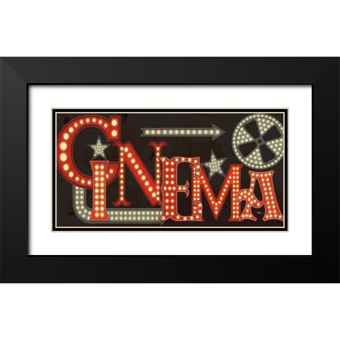 Movie Lights I v2 Black Modern Wood Framed Art Print with Double Matting by Pela Studio