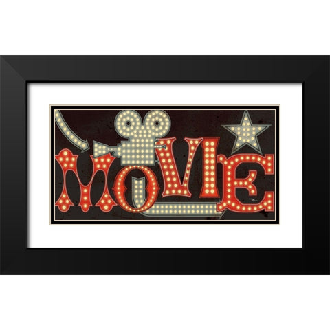 Movie Lights II v2 Black Modern Wood Framed Art Print with Double Matting by Pela Studio