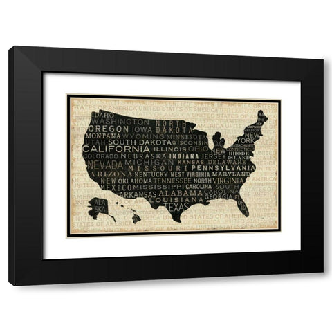 USA V Black Modern Wood Framed Art Print with Double Matting by Pela Studio