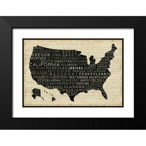 USA V Black Modern Wood Framed Art Print with Double Matting by Pela Studio
