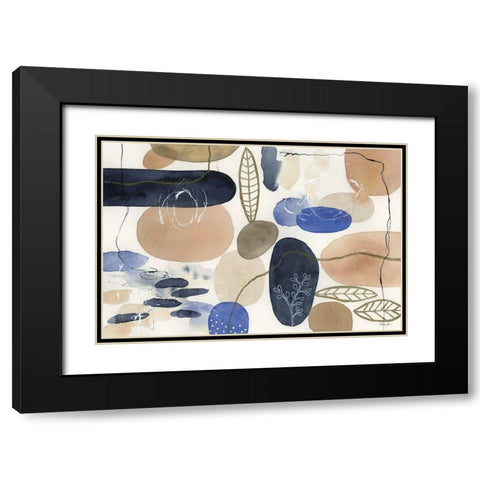 Leaves and Stones I Black Modern Wood Framed Art Print with Double Matting by Horn, Laura