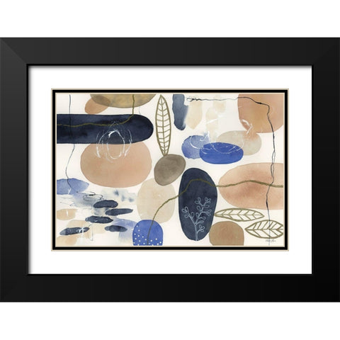 Leaves and Stones I Black Modern Wood Framed Art Print with Double Matting by Horn, Laura