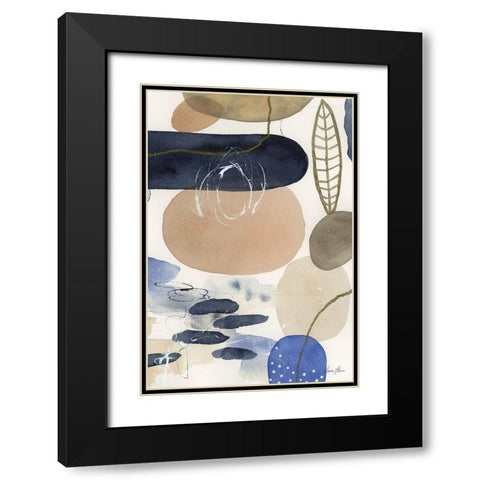 Leaves and Stones IV Black Modern Wood Framed Art Print with Double Matting by Horn, Laura