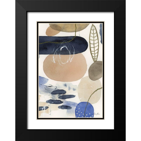 Leaves and Stones IV Black Modern Wood Framed Art Print with Double Matting by Horn, Laura
