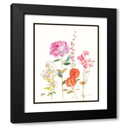 Picket Fence Flowers I Black Modern Wood Framed Art Print with Double Matting by Nai, Danhui