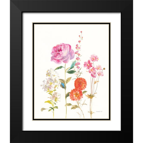 Picket Fence Flowers I Black Modern Wood Framed Art Print with Double Matting by Nai, Danhui