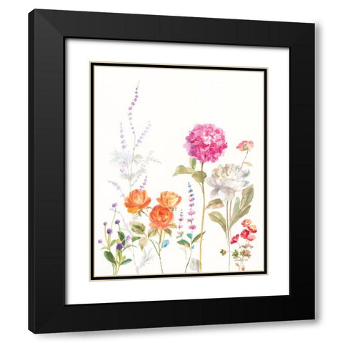 Picket Fence Flowers II Black Modern Wood Framed Art Print with Double Matting by Nai, Danhui