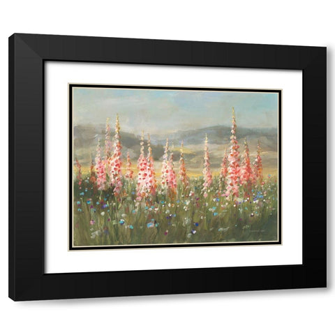 Wild Foxglove Meadow Black Modern Wood Framed Art Print with Double Matting by Nai, Danhui