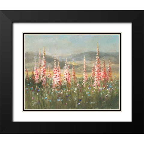 Wild Foxglove Meadow Black Modern Wood Framed Art Print with Double Matting by Nai, Danhui