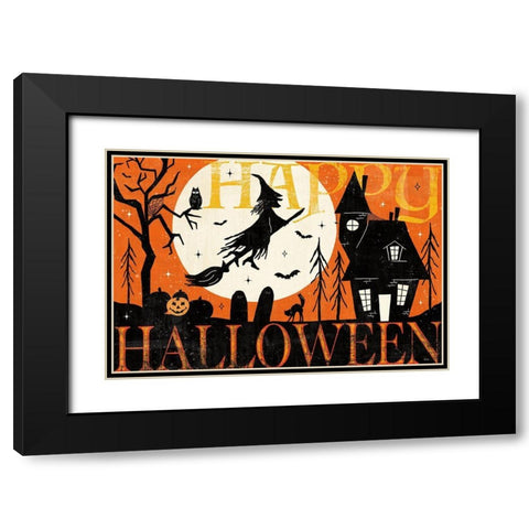 Halloween is Calling I Black Modern Wood Framed Art Print with Double Matting by Charron, Veronique