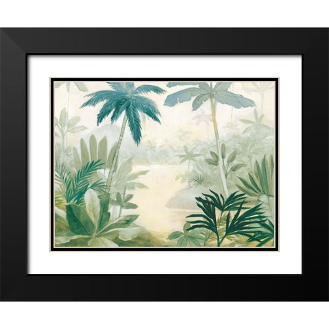 Palm Lagoon Blue Black Modern Wood Framed Art Print with Double Matting by Purinton, Julia