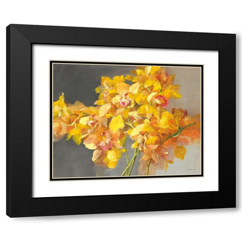 Orchid Dreaming Black Modern Wood Framed Art Print with Double Matting by Nai, Danhui