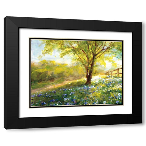 Field of Bluebells Black Modern Wood Framed Art Print with Double Matting by Nai, Danhui