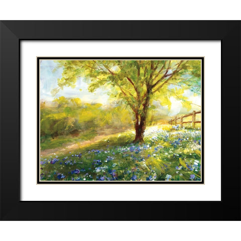 Field of Bluebells Black Modern Wood Framed Art Print with Double Matting by Nai, Danhui
